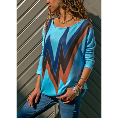 

Women's Daily T-shirt - Color Block Royal Blue