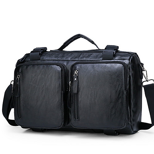 

Adjustable PU Zipper Commuter Backpack Daily Black / Brown
