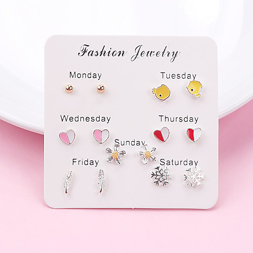

Women's Stud Earrings Earrings Earrings Set Classic Heart Flower Snowflake Trendy Korean Sweet Fashion Earrings Jewelry Silver For Graduation Daily Stage Street Holiday