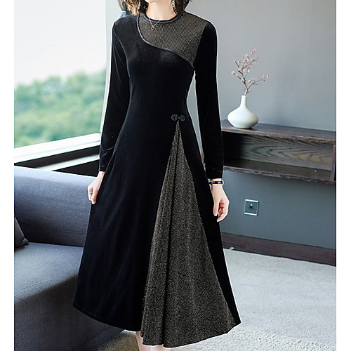 

Women's Daily Wear A Line Dress - Solid Colored Black M L XL XXL