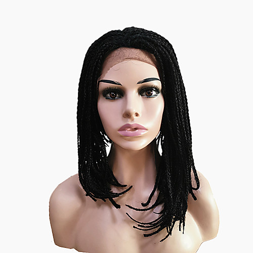 

Synthetic Lace Front Wig Straight Straight Lace Front Wig Medium Length Natural Black Dark Brown Synthetic Hair Women's Natural Hairline Side Part African American Wig Black Brown