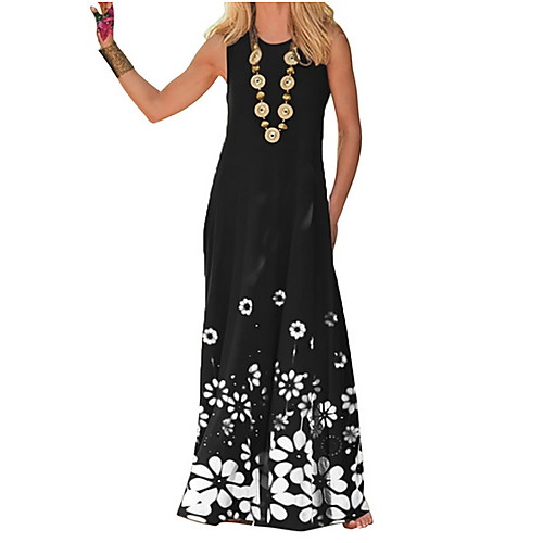 

Women's Swing Dress - Floral Black Purple Navy Blue S M L XL