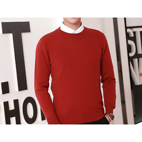 

Men's Solid Colored Long Sleeve Pullover Sweater Jumper, Round Black / Fuchsia / Yellow US32 / UK32 / EU40 / US34 / UK34 / EU42 / US36 / UK36 / EU44