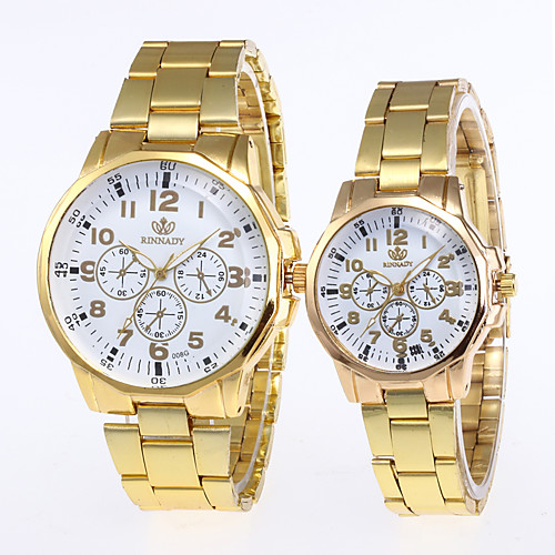 

Couple's Steel Band Watches Quartz Stainless Steel Silver / Gold No Chronograph Creative New Design Analog New Arrival Fashion - Gold / White Gold Silver One Year Battery Life