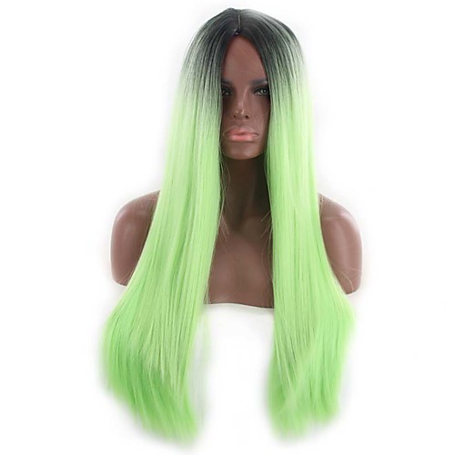 

Synthetic Wig Curly Asymmetrical Wig Long Ombre Green Synthetic Hair 27 inch Women's Best Quality Black Green
