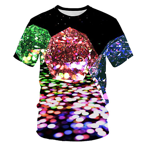 

Men's Daily Sports Basic / Street chic T-shirt - Geometric / Color Block / 3D Print Rainbow