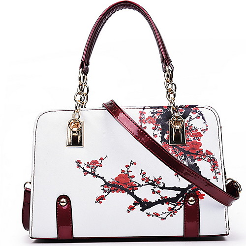 

Women's PU Top Handle Bag Plants Black / White / Light Purple