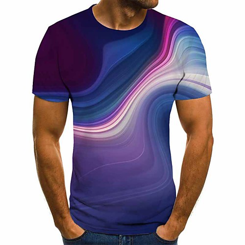 

Men's Daily Basic / Street chic T-shirt - Geometric / 3D Print Blue