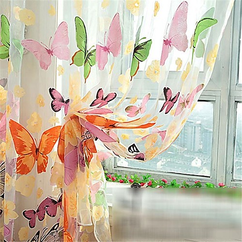 

С цветами Semi-Sheer 1 панель Занавес Гостиная Curtains