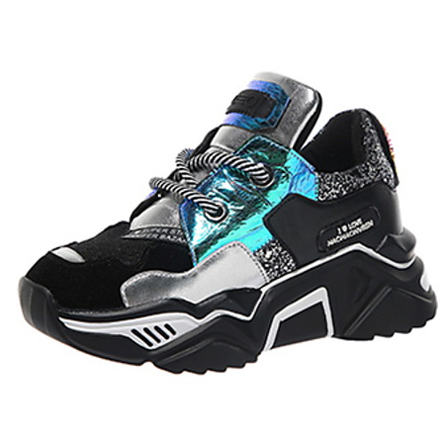 

Women's Athletic Shoes Flat Heel Round Toe PU Running Shoes Fall & Winter Black / White / Color Block