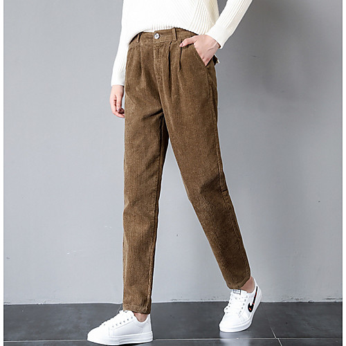 

Women's Basic Chinos Pants - Solid Colored Black Camel Gray S M L