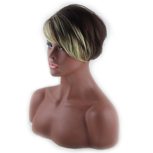 

Synthetic Wig kinky Straight Asymmetrical Wig Short Ombre Blonde Synthetic Hair 4 inch Women's Best Quality Blonde Ombre