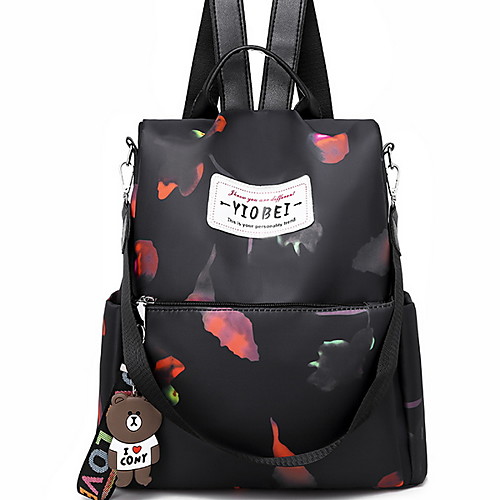 

Adjustable Nylon Zipper Commuter Backpack Daily Black