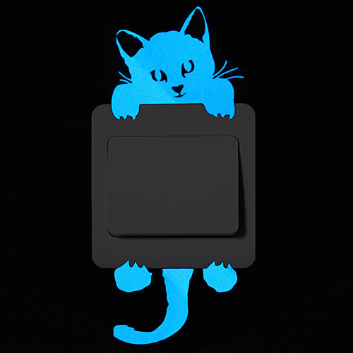 

выключатель света наклейки - мультфильм синие светящиеся наклейки на стену выключатель наклейки на стены свечение в темноте кошка декор комнаты кухня стикер детская комната украшения стены