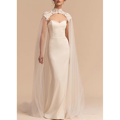 

Sleeveless Tulle Wedding Women's Wrap With Appliques Capes
