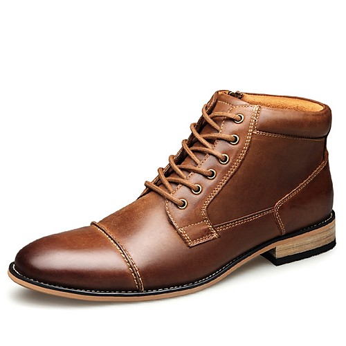 

Men's Combat Boots Leather Winter Boots Mid-Calf Boots Black / Brown