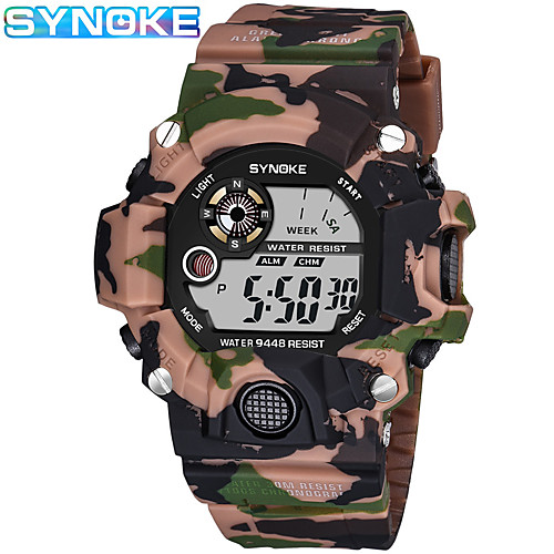 

SYNOKE Digital Watch Digital Sporty Stylish Silicone 30 m Water Resistant / Waterproof Calendar / date / day LCD Digital Outdoor Fashion - Brown Green Red