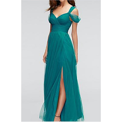 

A-Line Sweetheart Neckline Floor Length Chiffon Bridesmaid Dress with Split Front