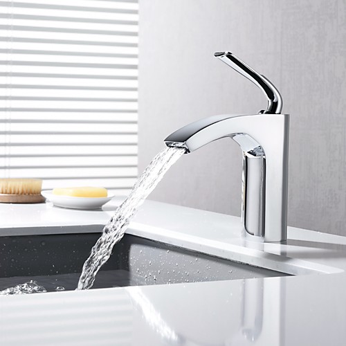 

Ванная раковина кран - Водопад Хром По центру Одной ручкой одно отверстиеBath Taps