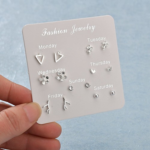 

Women's Stud Earrings Earrings Earrings Set Hollow Out Leaf Flower Simple Trendy Korean Fashion Earrings Jewelry Silver For Daily Stage Street Holiday Work