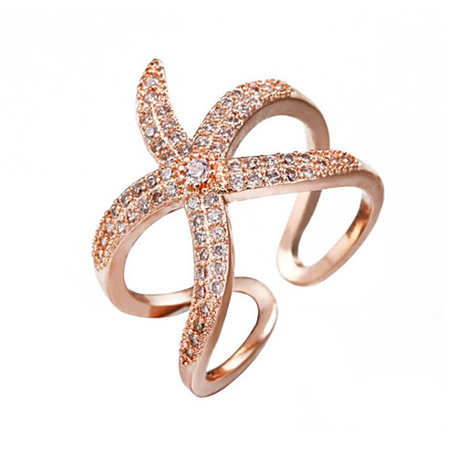 

Women's Ring 1pc Rose Gold Silver Gold Plated Round Stylish Gift Daily Jewelry Geometrical Starfish Cool