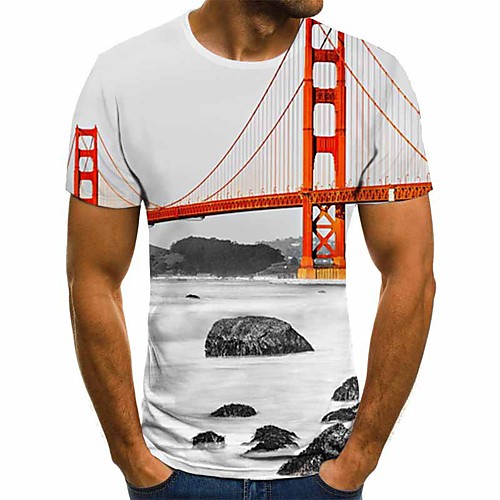 

Men's Daily Basic / Street chic T-shirt - Geometric / 3D Print White