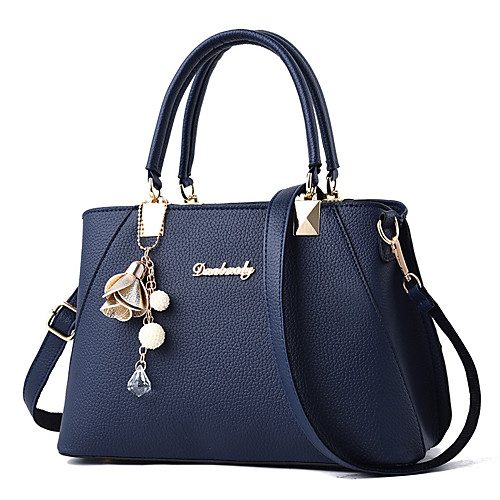 

Women's Zipper PU Tote Black / Sillver Gray / Dark Red
