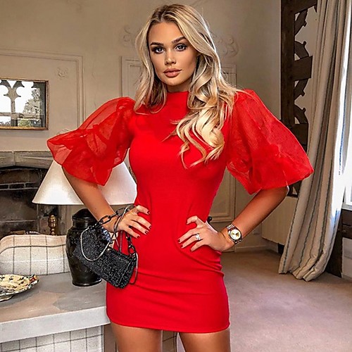 

Women's Bodycon Dress - Solid Colored Black Red Khaki S M L
