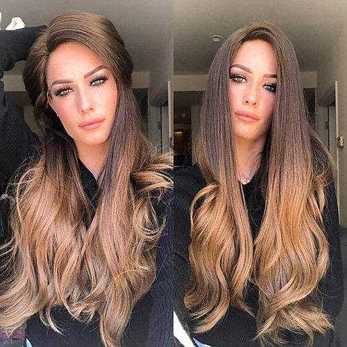 

Парики из искусственных волос Loose Curl Ассиметричная стрижка Парик Длинные Ombre Blonde Искусственные волосы 27 дюймовый Жен. Градиент Лучшее качество Блондинка