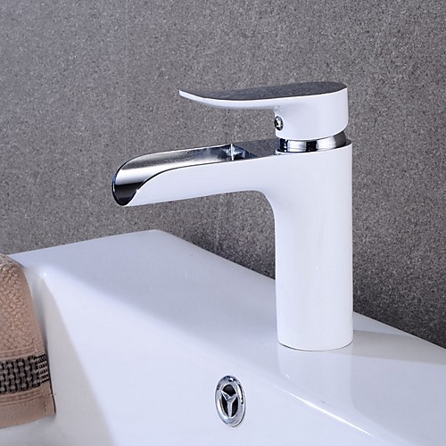 

Ванная раковина кран - Водопад / Широко распространенный Электропокрытие Свободно стоящий Одной ручкой одно отверстиеBath Taps