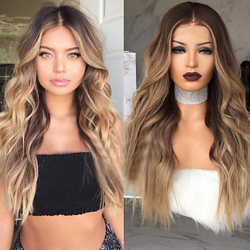 

Synthetic Wig Wavy Body Wave Hathaway Middle Part Wig Ombre Long Black / Brown Synthetic Hair 26inch Women's Odor Free Heat Resistant Synthetic Ombre / Natural Hairline / Natural Hairline
