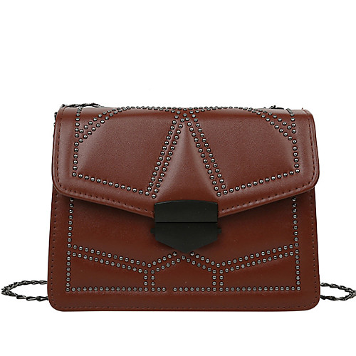 

Women's Chain Polyester / PU Crossbody Bag Solid Color Black / Brown / Dark Brown