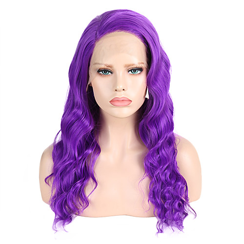

Synthetic Lace Front Wig Wavy Side Part Lace Front Wig Long Purple Synthetic Hair 18-26 inch Women's Cosplay Soft Party Purple