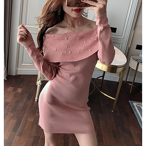 

Women's Bodycon Dress - Solid Colored Black Blushing Pink One-Size