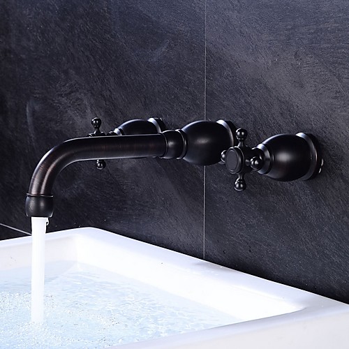 

Bathroom Sink Faucet - Widespread Electroplated Widespread Two Handles One HoleBath Taps