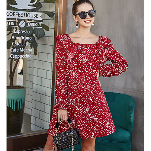 

Women's A Line Dress - Floral Red S M L XL