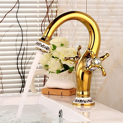 

Bathroom Sink Faucet - Widespread Electroplated Centerset Two Handles One HoleBath Taps