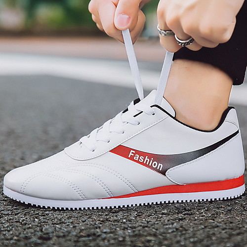 

Men's Comfort Shoes PU Fall & Winter Sneakers Color Block Black / White