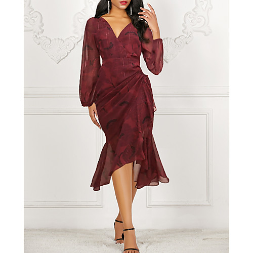 

Women's Sheath Dress - Geometric Red M L XL XXL