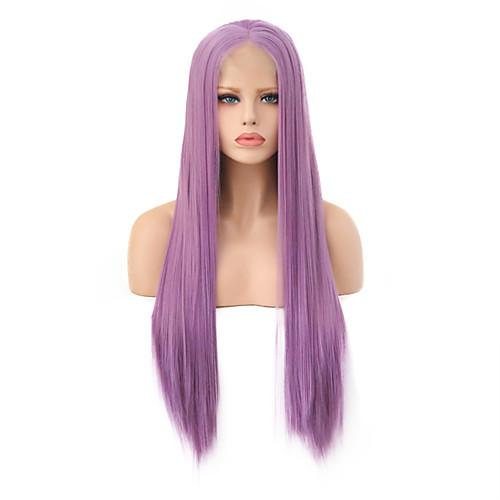 

Synthetic Lace Front Wig Straight Side Part Lace Front Wig Long Purple Synthetic Hair 18-26 inch Women's Soft Adjustable Party Purple