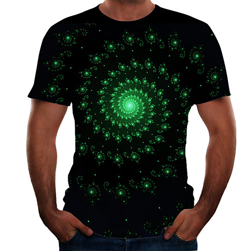 

Men's Daily Weekend Basic Plus Size T-shirt - Color Block / 3D Round Neck Black / Short Sleeve