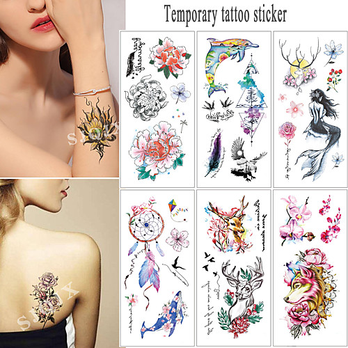 

1 pcs Temporary Tattoos Water Resistant / Waterproof / Safety / Best Quality Face / Body / Hand Water-Transfer Sticker Body Painting Colors