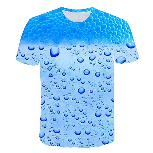 

Men's Daily T-shirt - 3D Round Neck Light Blue / Summer / Short Sleeve