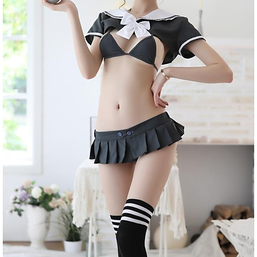 

Women's Lace / Backless / Bow Uniforms & Cheongsams / Suits Nightwear Solid Colored Gray One-Size