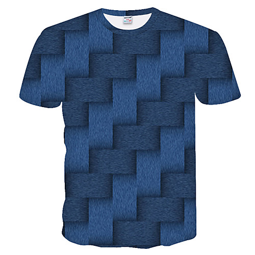 

Men's Daily Weekend Basic T-shirt - Color Block / 3D Blue