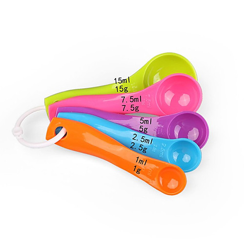 

5pcs Lot Colorful 1 2.5 5 7.5 15ml Measure Spoon Sugar Cake Baking Spoon Kitchen Gadgets