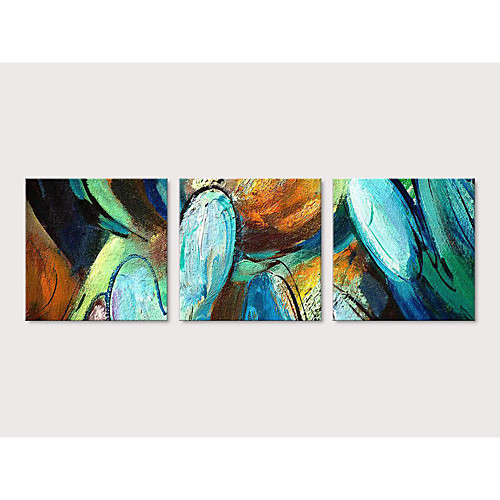 

Oil Painting Hand Painted - Abstract Pop Art Modern Stretched Canvas / Three Panels