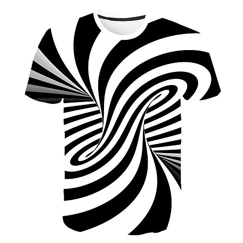 

Men's 3D Graphic Print Slim T-shirt Daily Round Neck Black / Short Sleeve