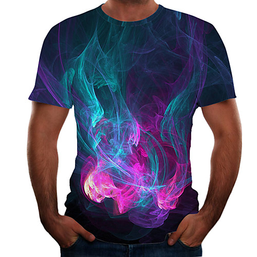 

Men's Plus Size 3D Graphic T-shirt Basic Daily Weekend Round Neck Purple / Yellow / Orange / Green / Blue / Black / Rainbow / Short Sleeve