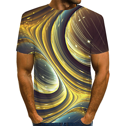 

Men's Daily Weekend T-shirt - Geometric / 3D / Abstract Print Brown